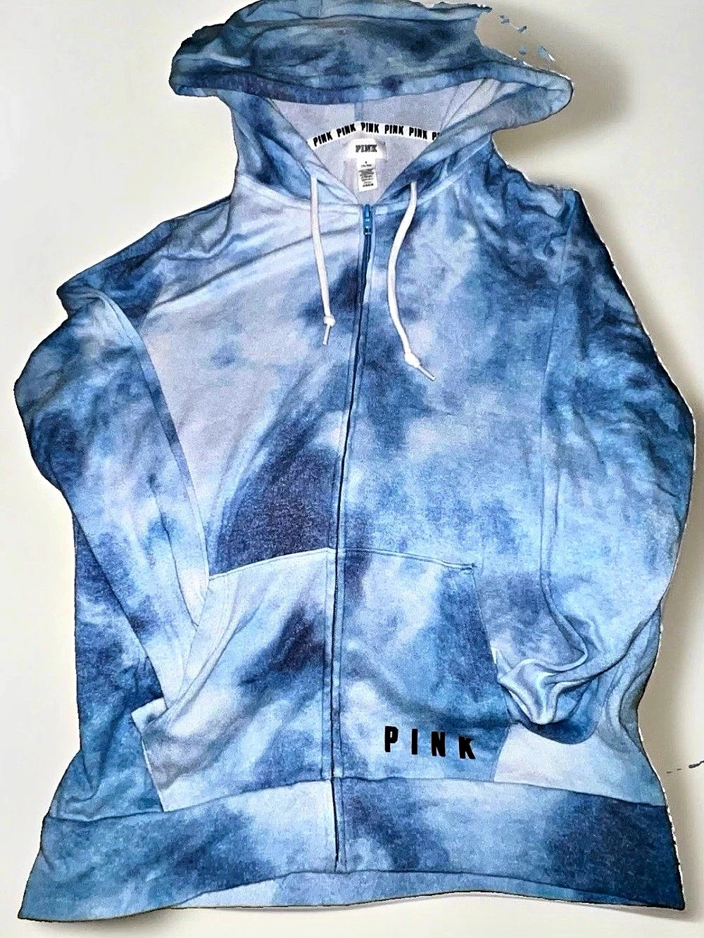 PINK Victoria's Secret Sky Blue Tie-Dye Everyday Full Zip Hoodie M